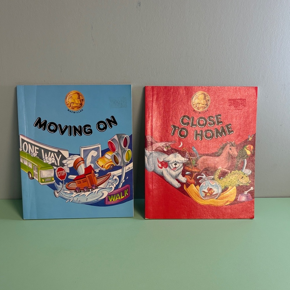 1989 Macmillan Moving On & Close to Home Books, Kid Vintage Reading Program Book